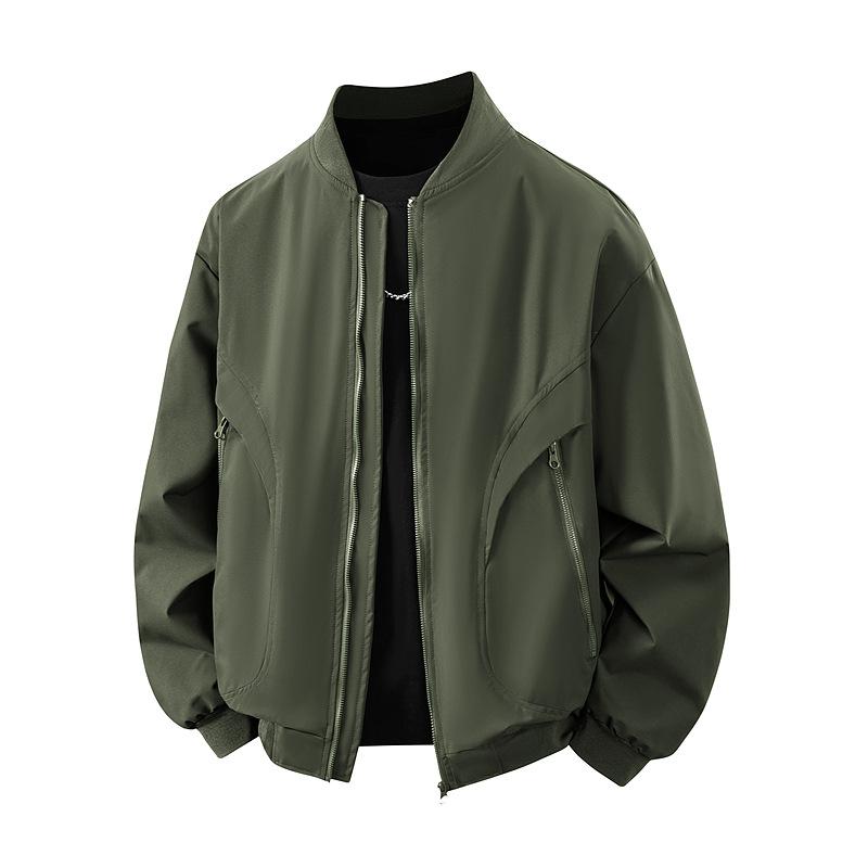 

Autumn and Winter New American Baseball Collar Windbreaker Men s Outdoor Joker Casual Coat Solid Color 3XL