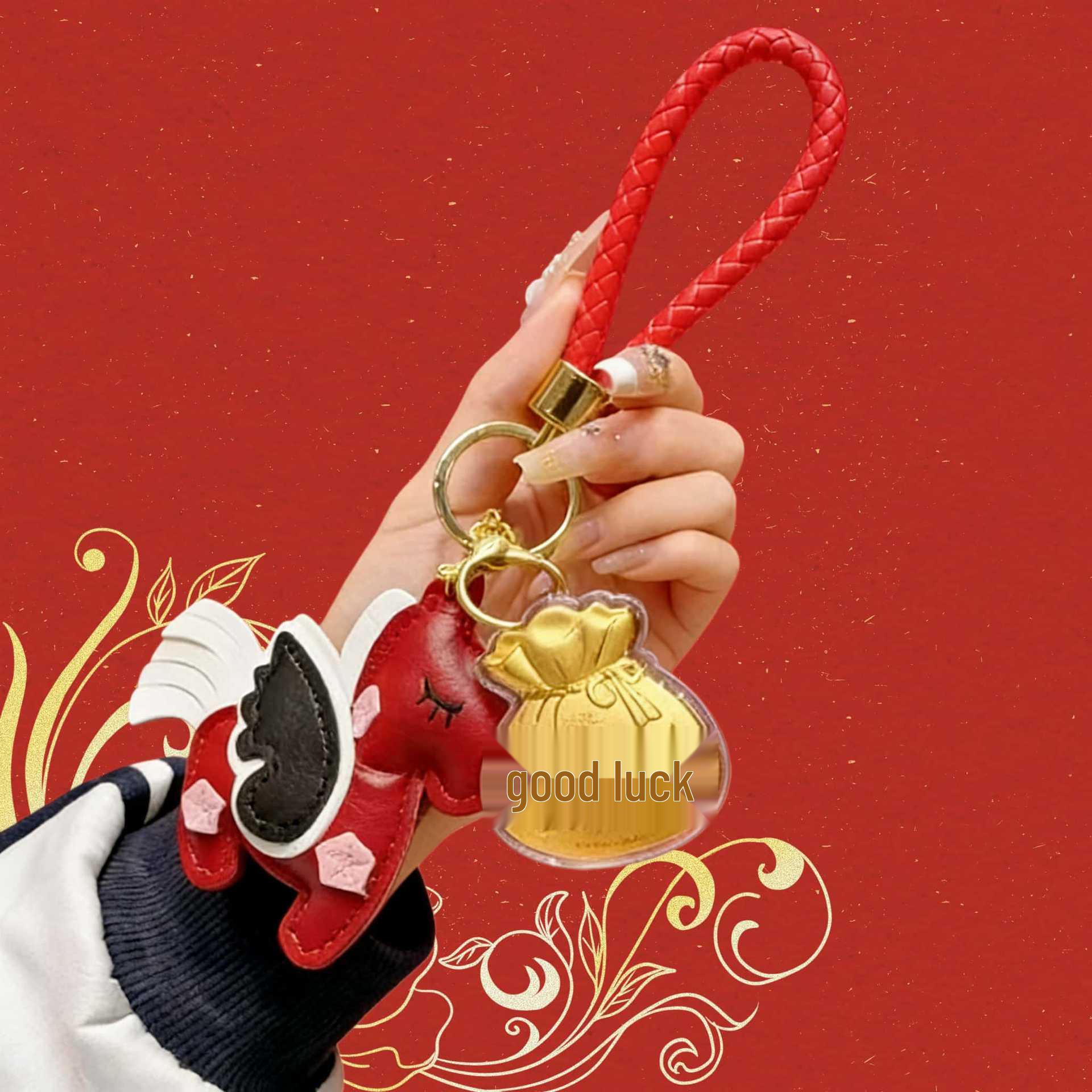 

New Year Gold Lucky Bag Keychain: Prosperity & Good Luck Charm with Certificate, Small Gift Bag Pendant