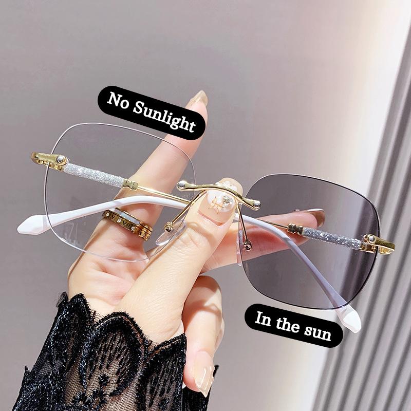 Fashion Sunglasses Oversized Square Frameless Photochromic Uv Protection Men Women Retro Chic Glasses Fashion Accessories
