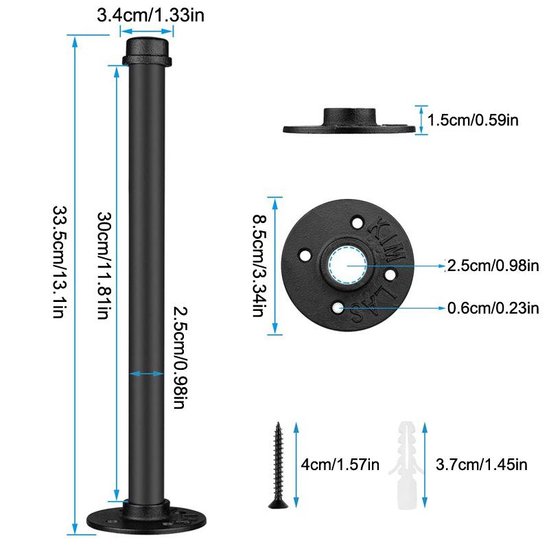 Retro Industrial Black Iron Pipe Wall Storage Shelf Holder Brackets, Book Shelving, Create A Focal Point In Your Room