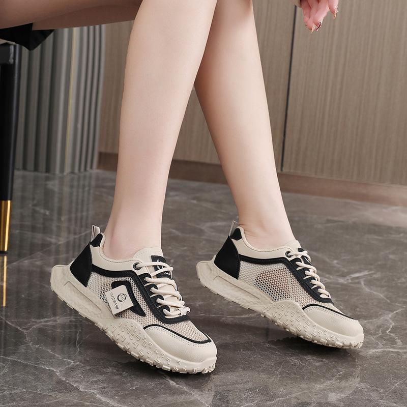 Dad's Shoe Leather Sports Shoes  New Color Blocked Thick Soled Women's Shoes Student Korean Version Fashion Trend