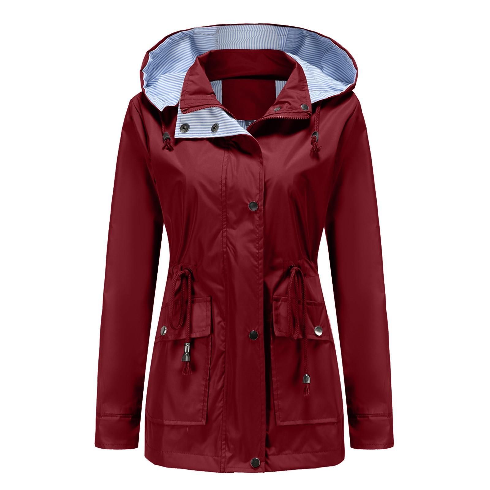 

Женская ветровка со съемным капюшоном с длинными рукавами, женская куртка больших размеров, пальто M винный
