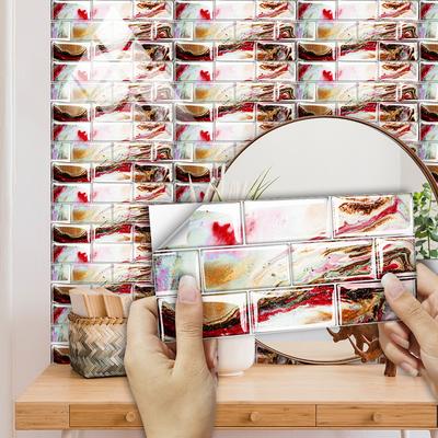 10Stuks15cmX30cm DIY Marmeren Muurstickers Imitatie Baksteen Slaapkamer Decoratie Waterdicht Zelfklevend Tegel Behang Keuken Kast Decor