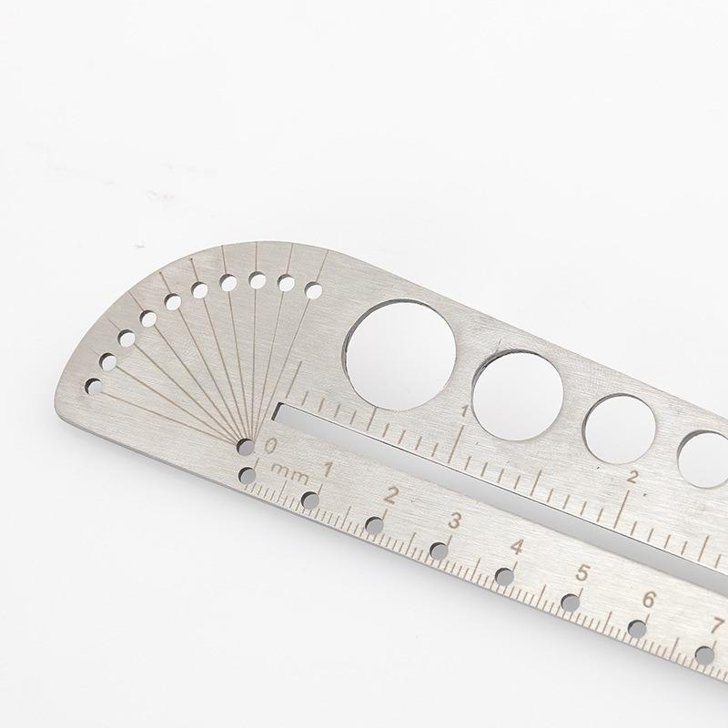 1pc Silver Multifunctional Stainless Steel Angle Protractor Ruler Degree Measuring Tool
