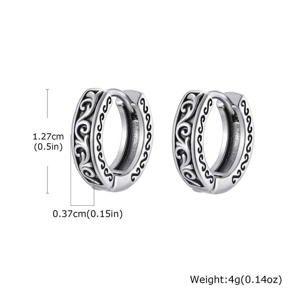Vintage Totem Hoop Earrings for Men Boys,Vine Grass Pattern Anti Allergy Stainless Steel Huggies Earrings,Rock Punk Jewelry Gift