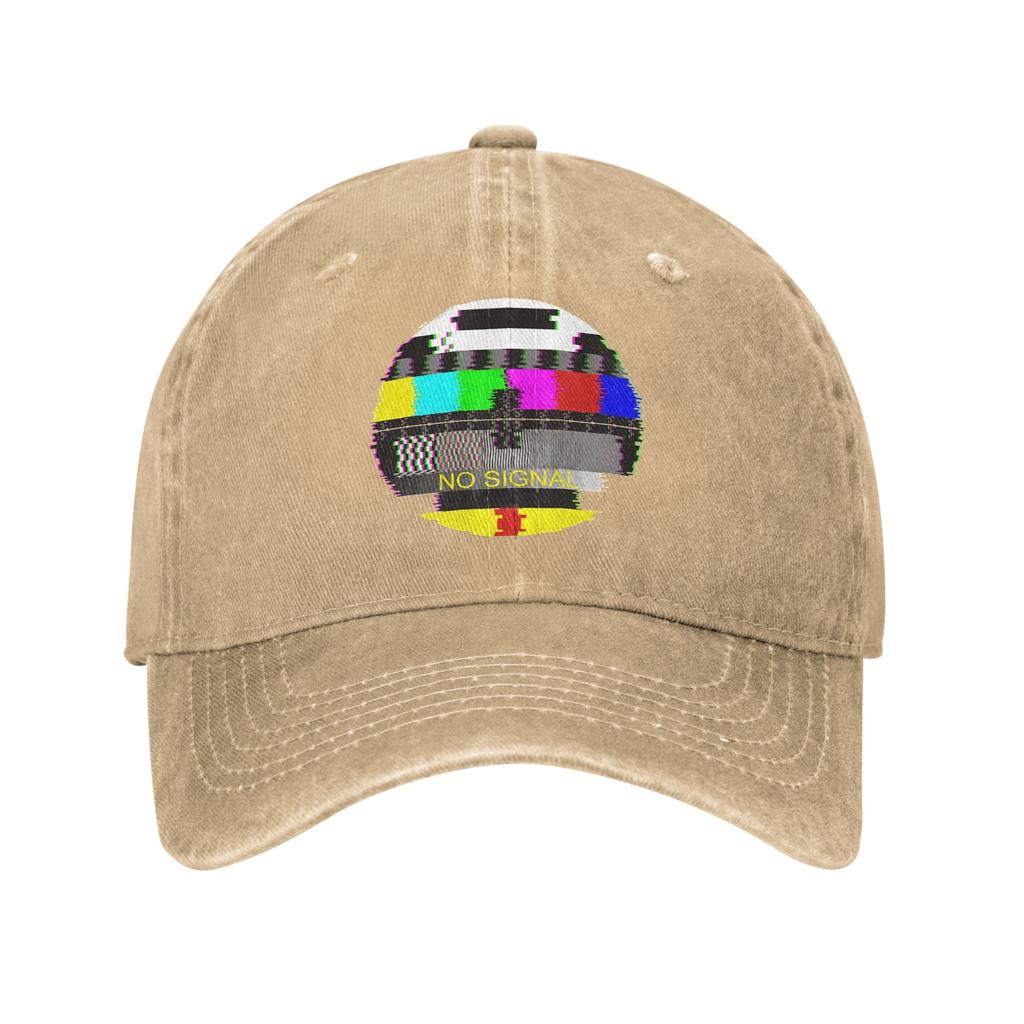 Retro TV Test Card Glitched No Signal Unstructured Baseball Cap Distressed Denim Retro Sun Cap All Seasons Travel Adjustable Hat
