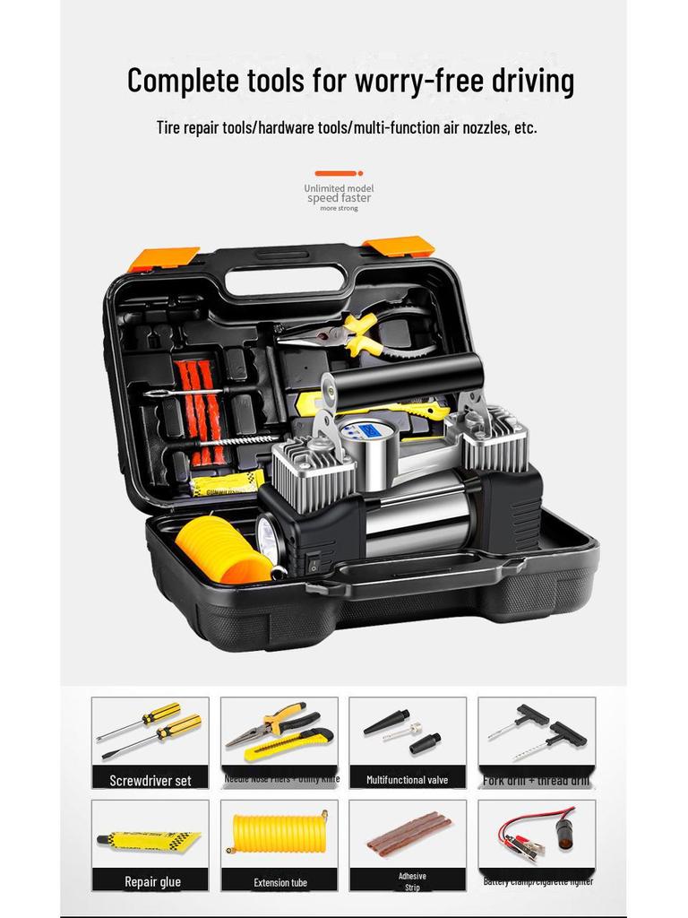 Portable Dual-Cylinder High-Power 12V Car Tire Air Pump