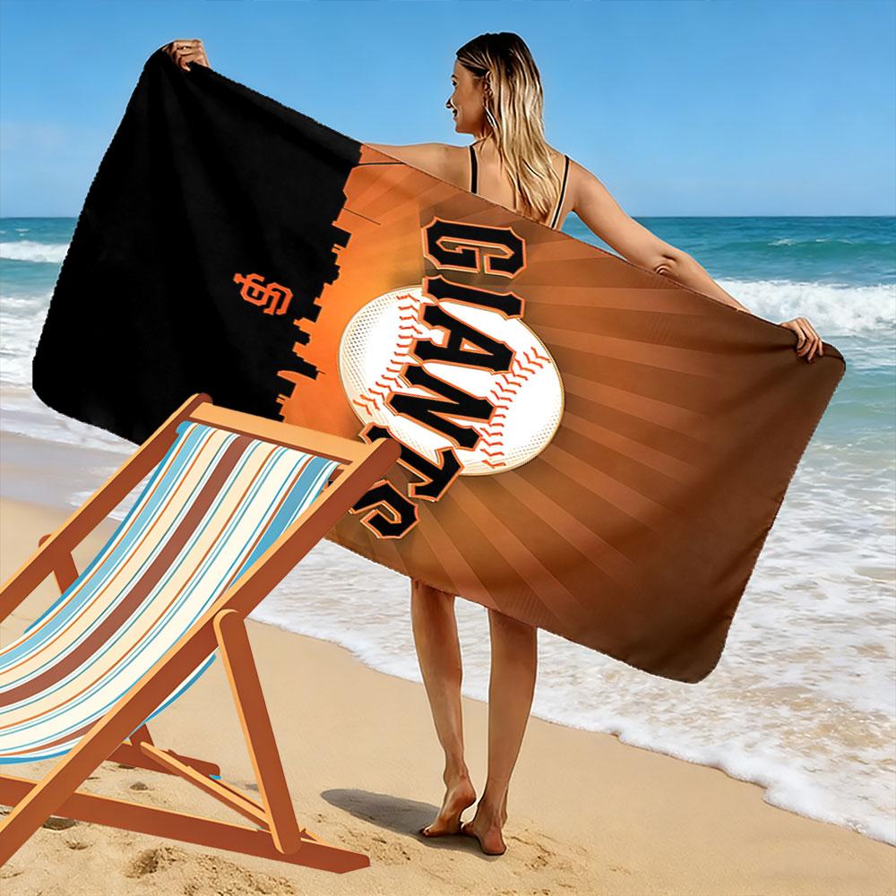 "Giants Baseball Skyline Design" Patterned beach towel quick dry perfect for travel outdoor sports jogging the beach and swimming