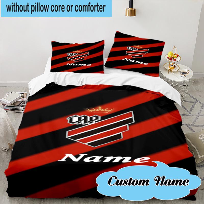 3PCS Custom Name Cap Logo Design Bedding Set, Including 1pc Duvet Cover And 2pcs Pillowcases, Suitable for Dorms and Bedrooms Gift