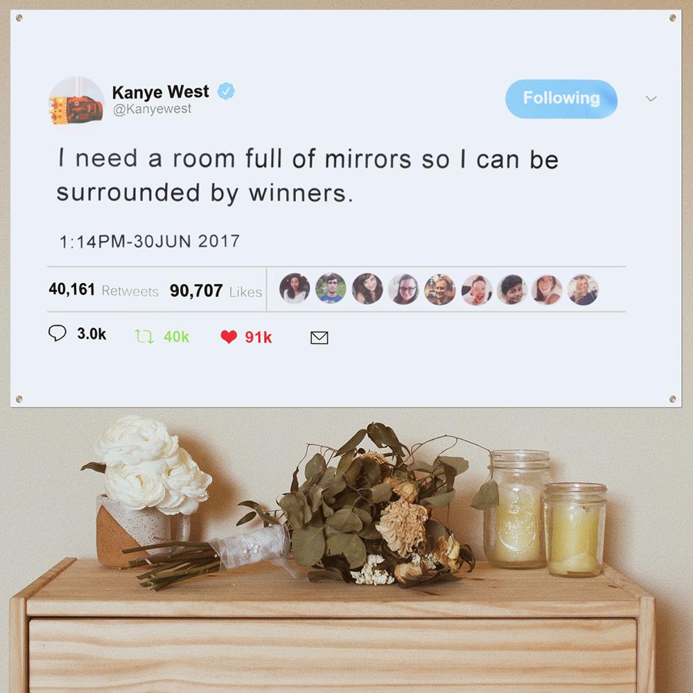 

Печать 3x5 футов для вечеринки в общежитии колледжа забавный плакат Декор комнаты Tweet Флаг Канье Уэст Настенный флаг Баннер