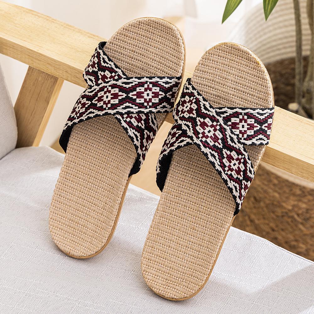 Four Seasons Women's Linen Deodorant Anti-slip Indoor/Outdoor Silent Slippers