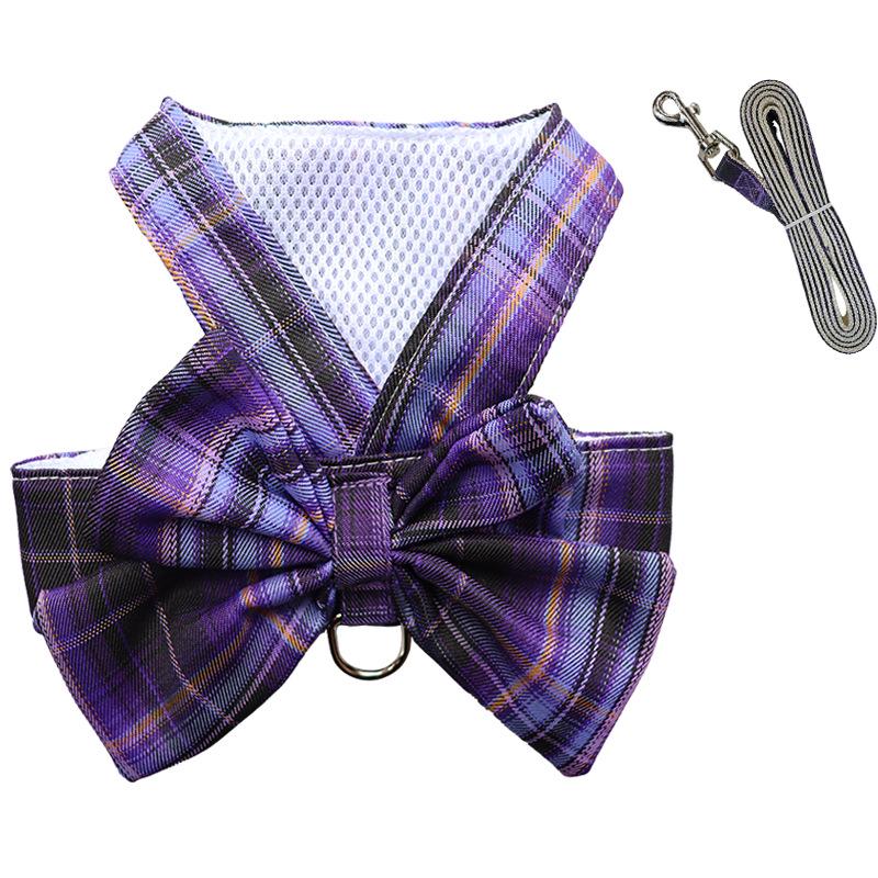 Pet Plaid Skirt Vest Harness & Leash Set for Dogs & Cats