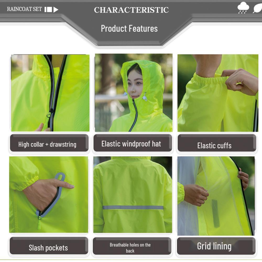 Unisex Full-Body Rainproof Raincoat and Pants Set for Outdoor Activities