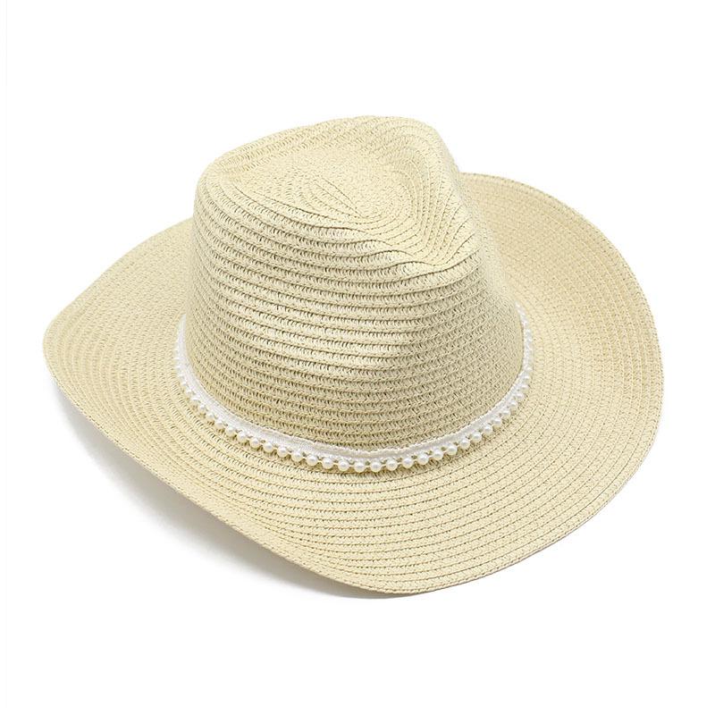 Western Cowboy Straw Hat Couple Outdoor Seaside Beach Hat Sunscreen Visor Hat Big Eaves Hat