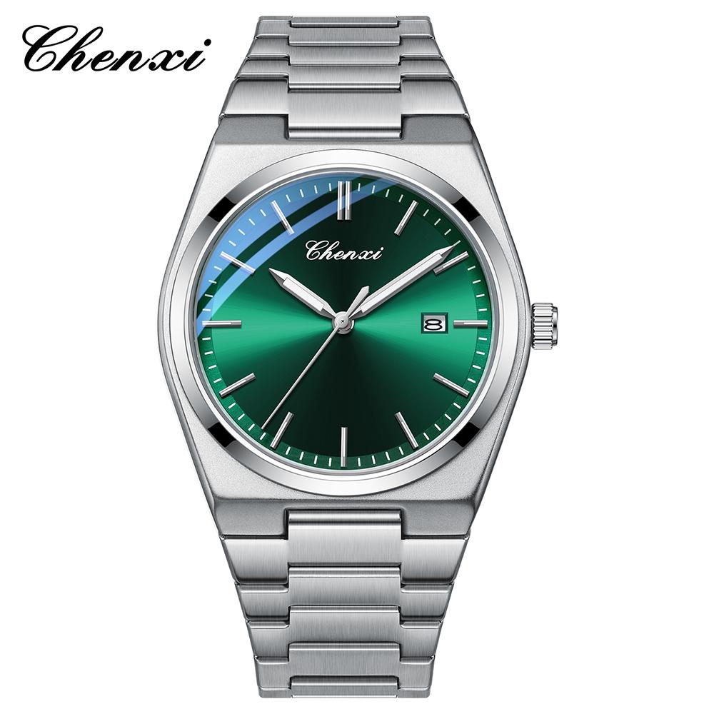 CHENXI Watches for Man Silver Business Fashion Men's Quartz Watch Luminous Date Calendar Display Waterproof Wristwatch