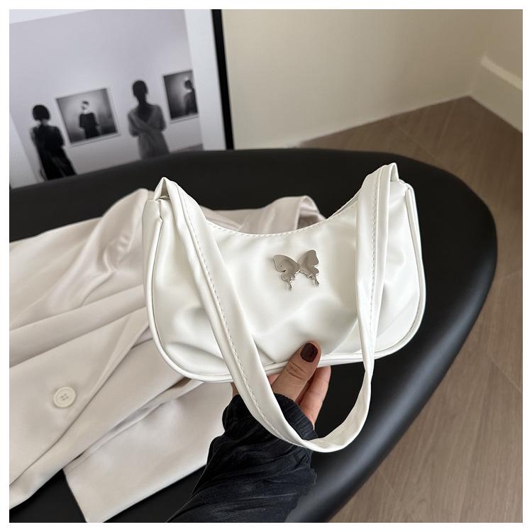 

Нишевый дизайн женская 2024 плиссированная сумка под мышку на плечо - летняя повседневная и фактурная белый