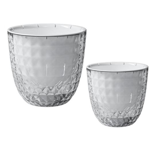 Yousheng Self Watering Flowerpot Visible Double Layer Planter with Wick Rope Self Watering Plant Pot for Indoor Plants Orchids Herbs