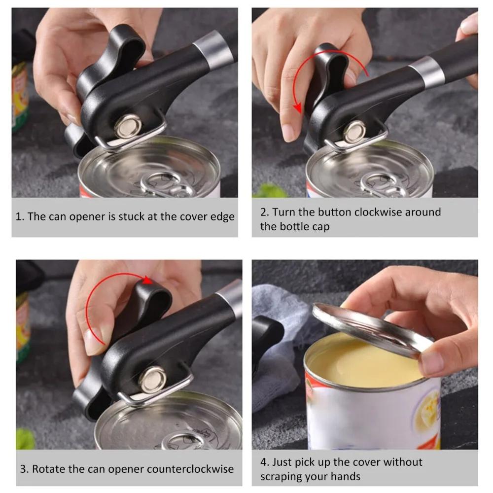 Multifunctional Can Opener Handheld Stainless Steel Can Opener Knife Safe Side Cut Can Opener Smooth Edge Gadgets Kitchen Tool