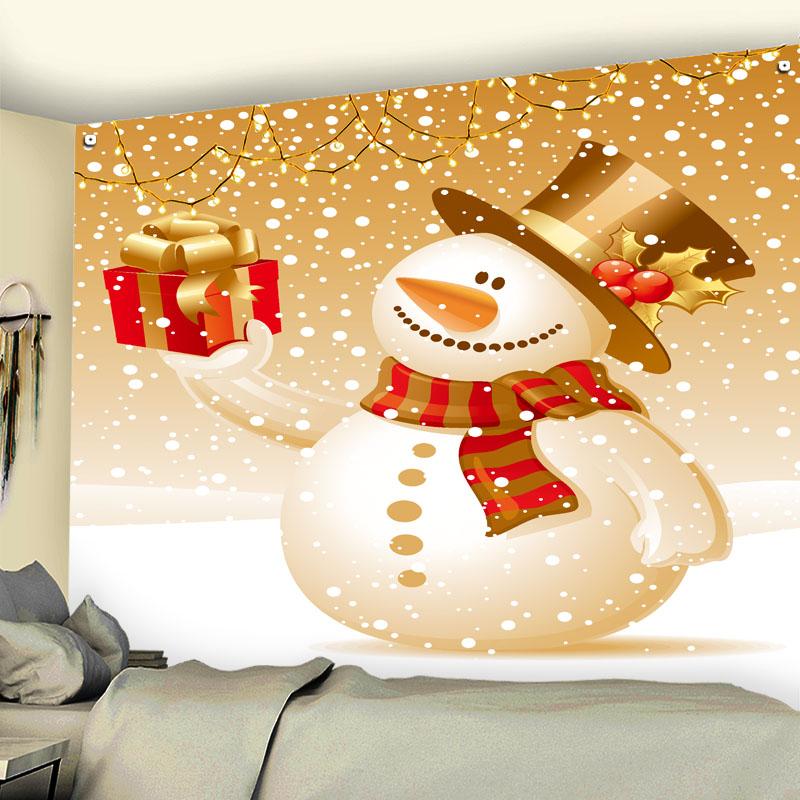 Winter Christmas Snowman Print Pattern Tapestry Home Decor Christmas Tapestry Living Room Wall Decor Backdrop Tapisserie De Noël