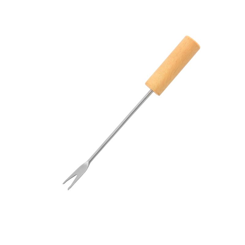 1Pc Stainless Steel Fondue Fork Chocolate Fork With Wooden Handle Fruit Cake Cheese Pot Hot Fork BBQ Meat Skewer Kitchen Tools
