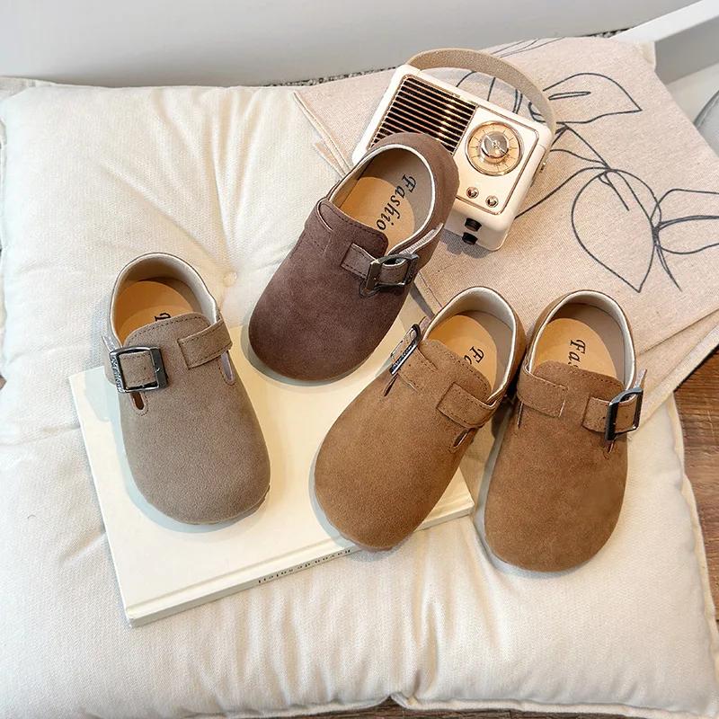 Boys Girls Flat Shoes Sweet Soft Sole Children Moccasins Hook&loop 2024 Autumn New Fashion Kids Casual Shoe Dirt-Proof Round Toe