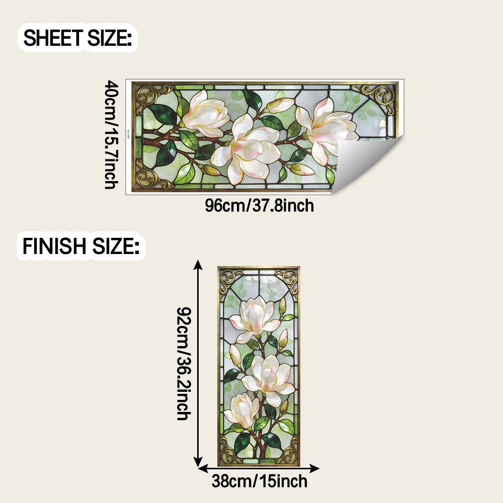 Painted Vintage White Magnolia Flower Outdoor Balcony Glass Display Window Sticker