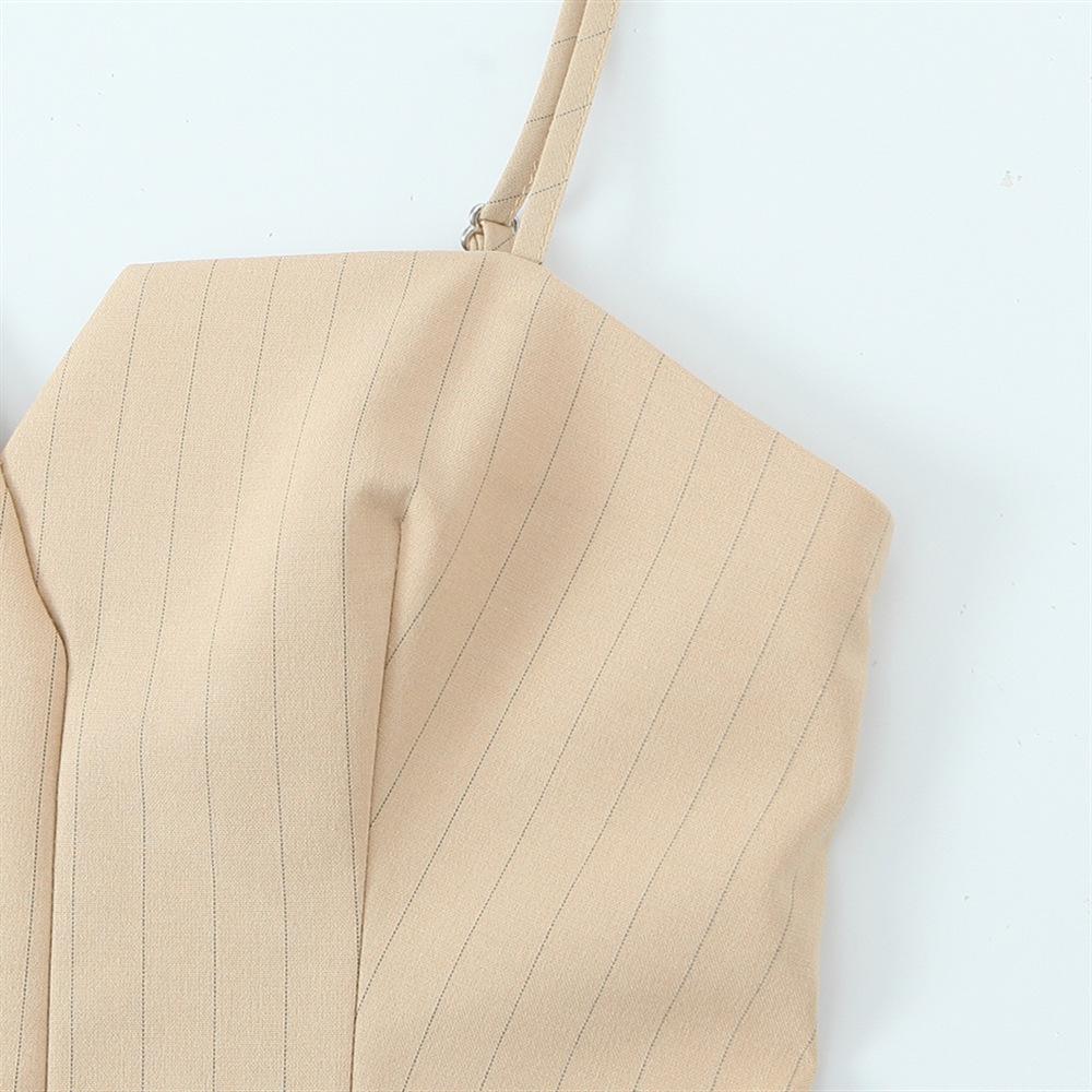 2025 Spring/Summer Women's Camisole & High-Waisted Striped Skirt Set