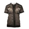 Camiseta de Cosplay de Vaquero Divertida para Hombre Personalidad Calle Manga Corta Camisetas Estampado 3D Patrón de Solapa Falsa Moda Harajuku Camiseta