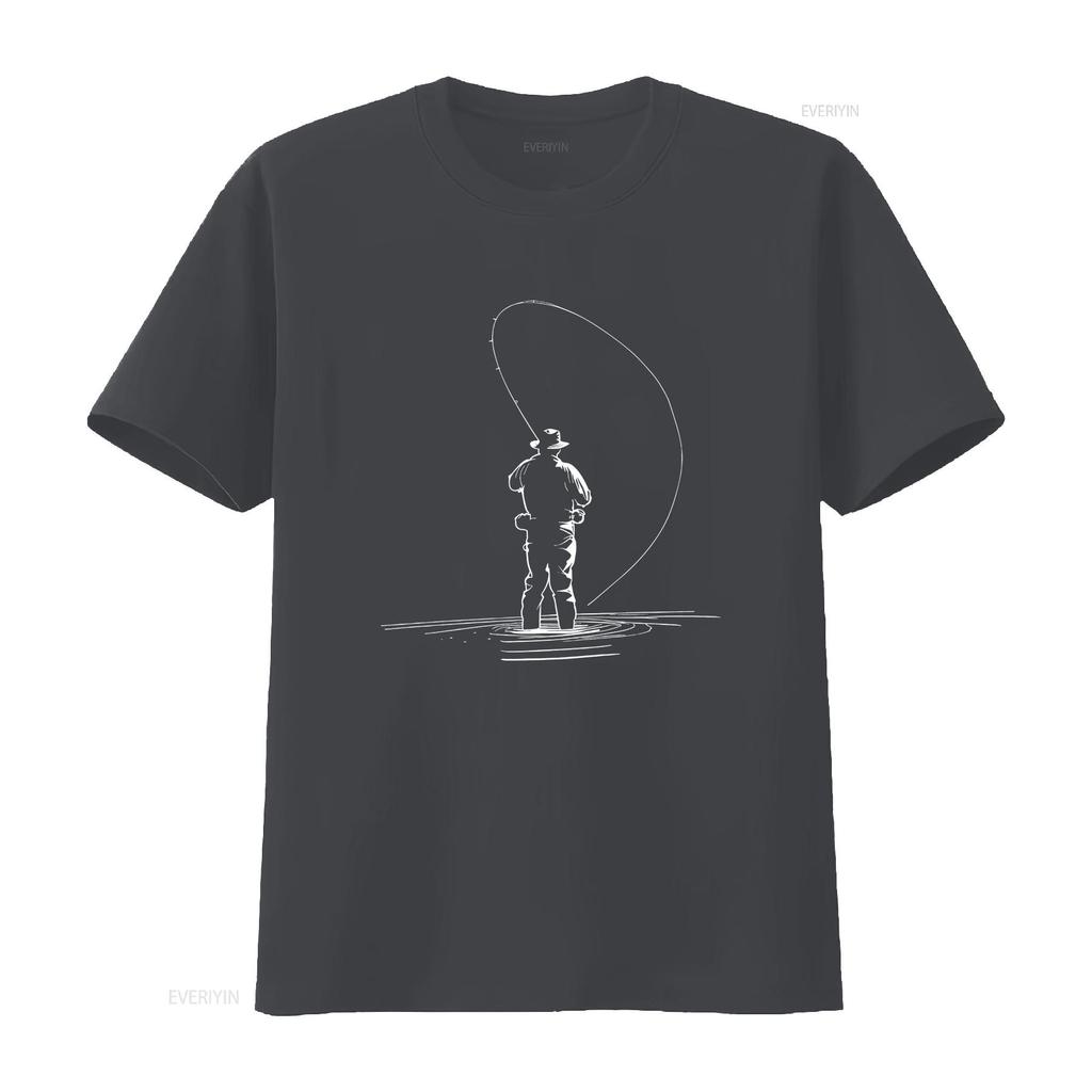 Fly Fishing T Shirt for Fisherman Outdoorsman Outdoors Hunting Sportsman Vintage Washed Unisex Fashion Designer Clothes