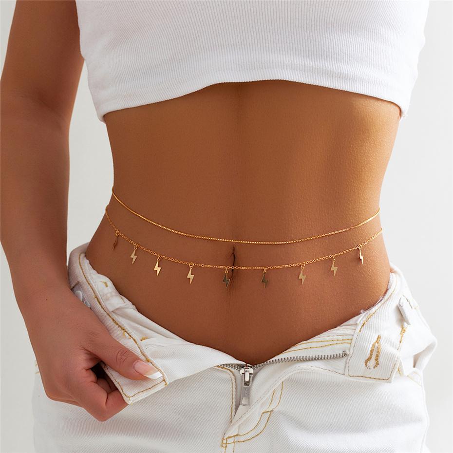 9 Styles Boho Rhinestone Zircon Star Moon Pendant Waist Belly Belt Chain Women Summer Bikini Y2K Accessories Rave Body Jewelry