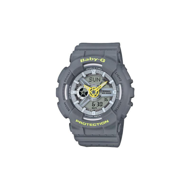 

Casio BABY-G Series Fashionable Street Cool High-end Classic Pointer Dual Display Waterproof and Shockproof Movement Quartz Movement Resin BA-110PP-8A серый
