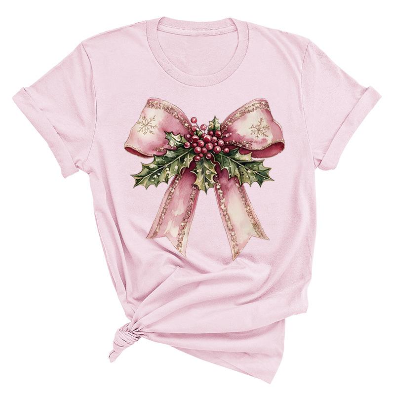 Christmas Printed Fashionable Women's T-shirt Christmas Trend Pure Cotton Casual Sportswear T-Shirts Women’s