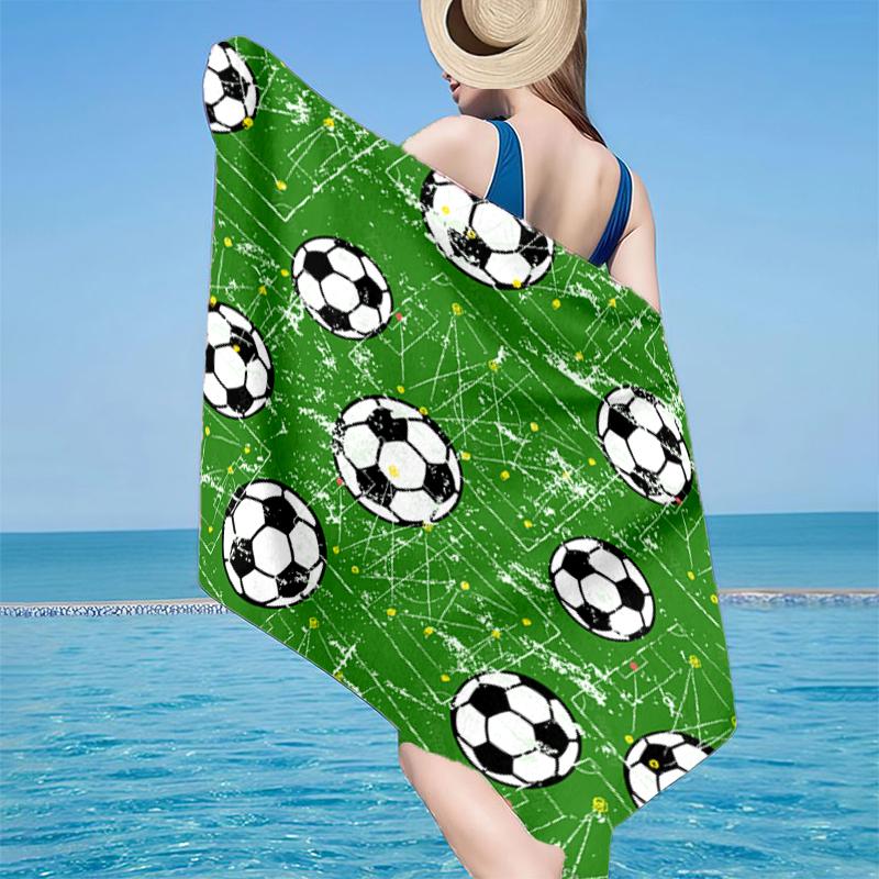 Soccer Ball Pattern Background Beach Towel, Super Soft Microfiber, Gift for Her/Him, Birthday, for Pool, Beach, Travel, Home Decor Fan Gifts