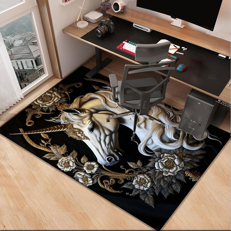 Magical Unicorn Garden Office Rug Chair Mat, Entryway Carpet, Suitable for Front Door, Bedroom, Living Room, Desk, Holiday Gift