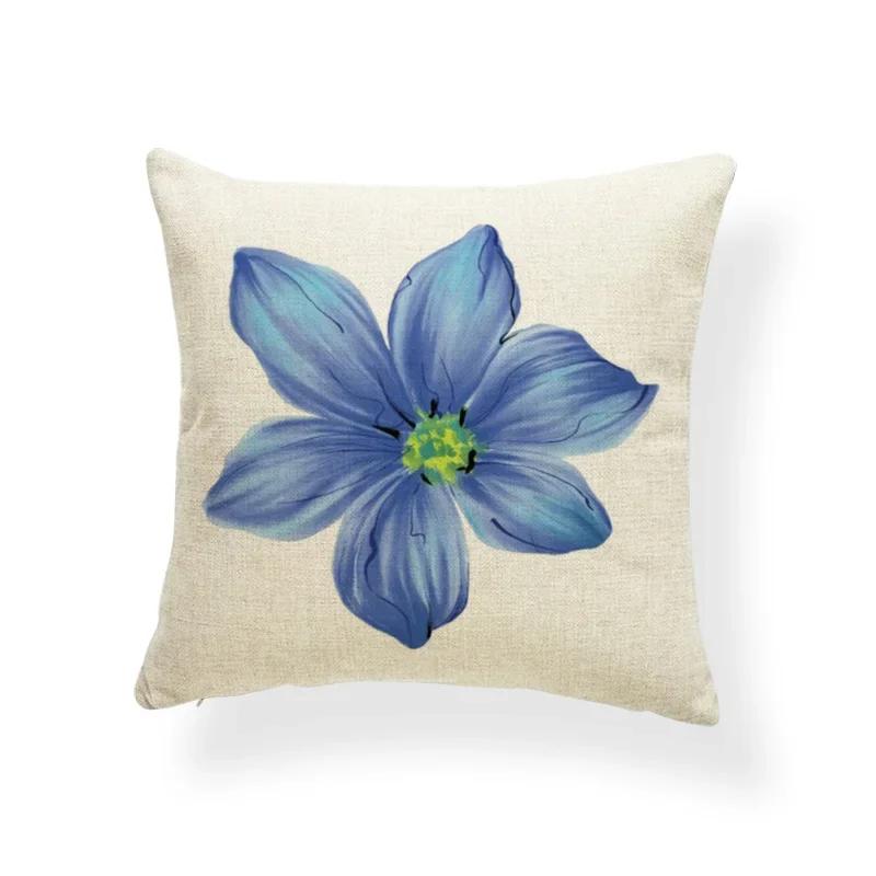 Schönes Pflanzenkissen-Set Blume Rose Orchidee Narzisse Wohnzimmer Schlafzimmer Dekoration Kissenbezug Leinen-Kissenbezug 45x45cm