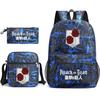 3 Piece School Backpack Set for Students Large Capacity Oxford Cloth Schoolbag with Shoulder Strap and Pencil Case