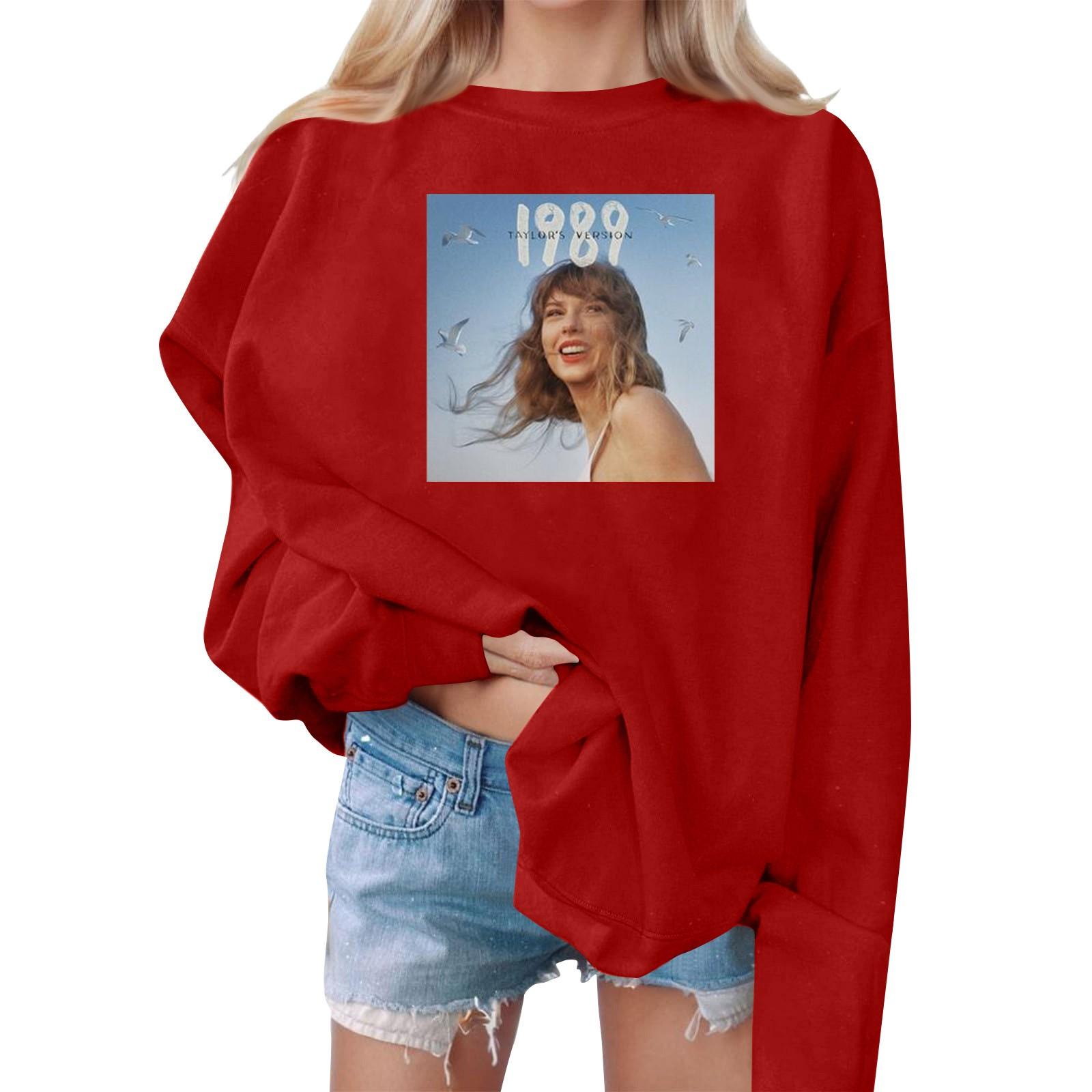 Женские зимние топы, женская толстовка с длинным рукавом, повседневная, с круглым вырезом, свободный крой, флисовые топы Pollover L красный