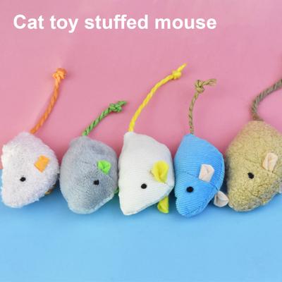 5 Pcs Plush Mouse Cat Toy Interactive Stuffed Mouse Kitty Chew Toy Cat Teeth Cleaning Mice Toy for Indoor Cats
