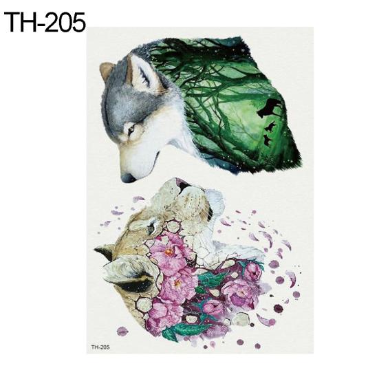 Unisex akwarela wilk głowy wodoodporna tymczasowa naklejka tatuaż Beauty Body Art