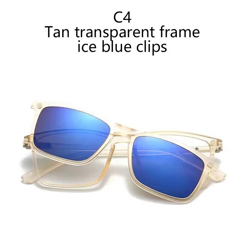 

1+5 Tan Sand Прозрачная квадратная оправа поляризованные солнцезащитные очки для близорукости водительские оптические магнитные очки по рецепту -1.0~-6.0 0