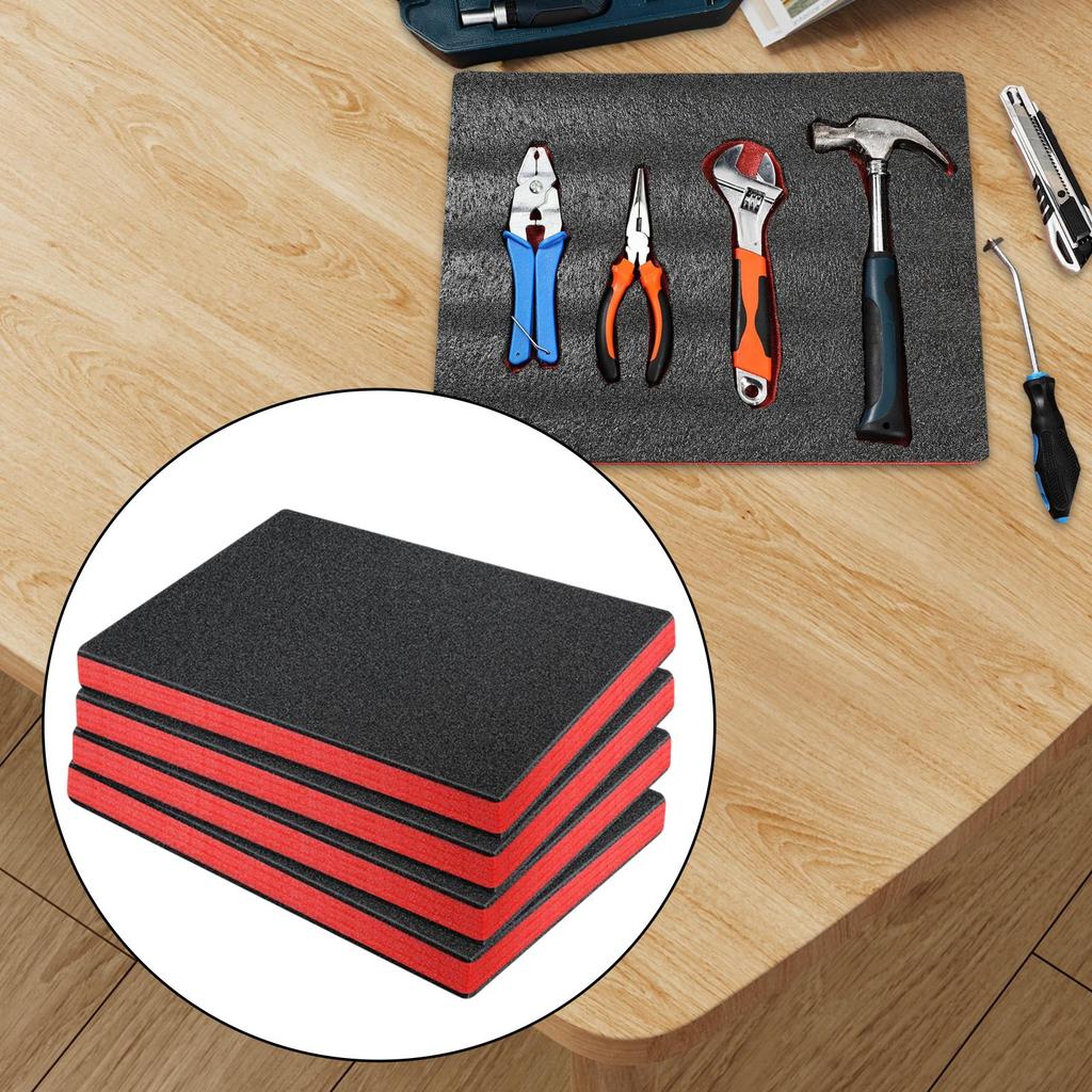 4PCS Tool Box Foam Inserts for Cases Tool Box Liner Storage Tabletop Miniatures Tool Box Camera Case Foam Case Insert Sheet