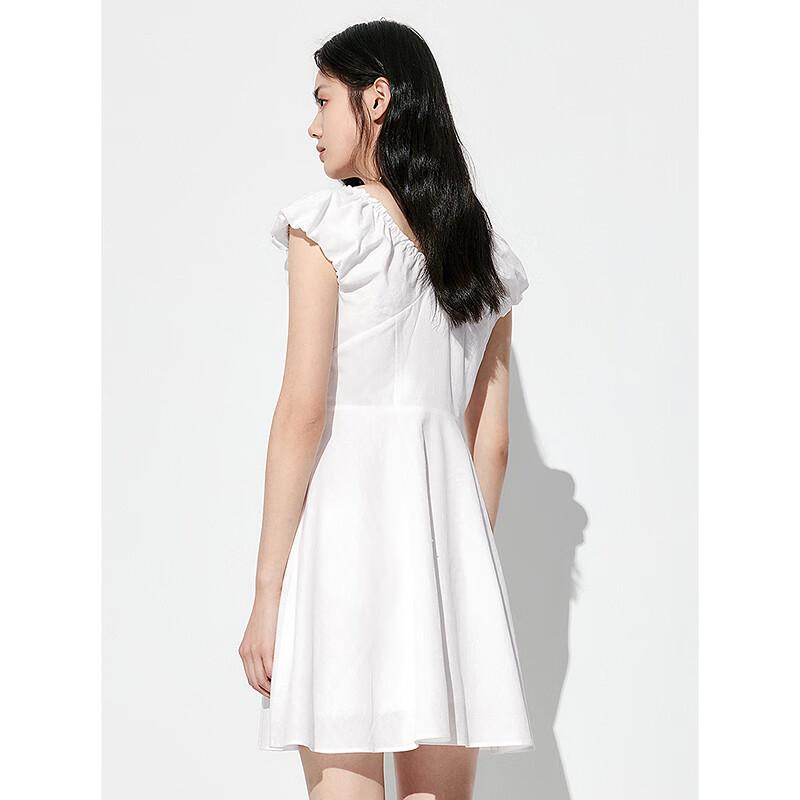 PEACEBIRD Women's Cloud Jacquard V-Neck Short Dress