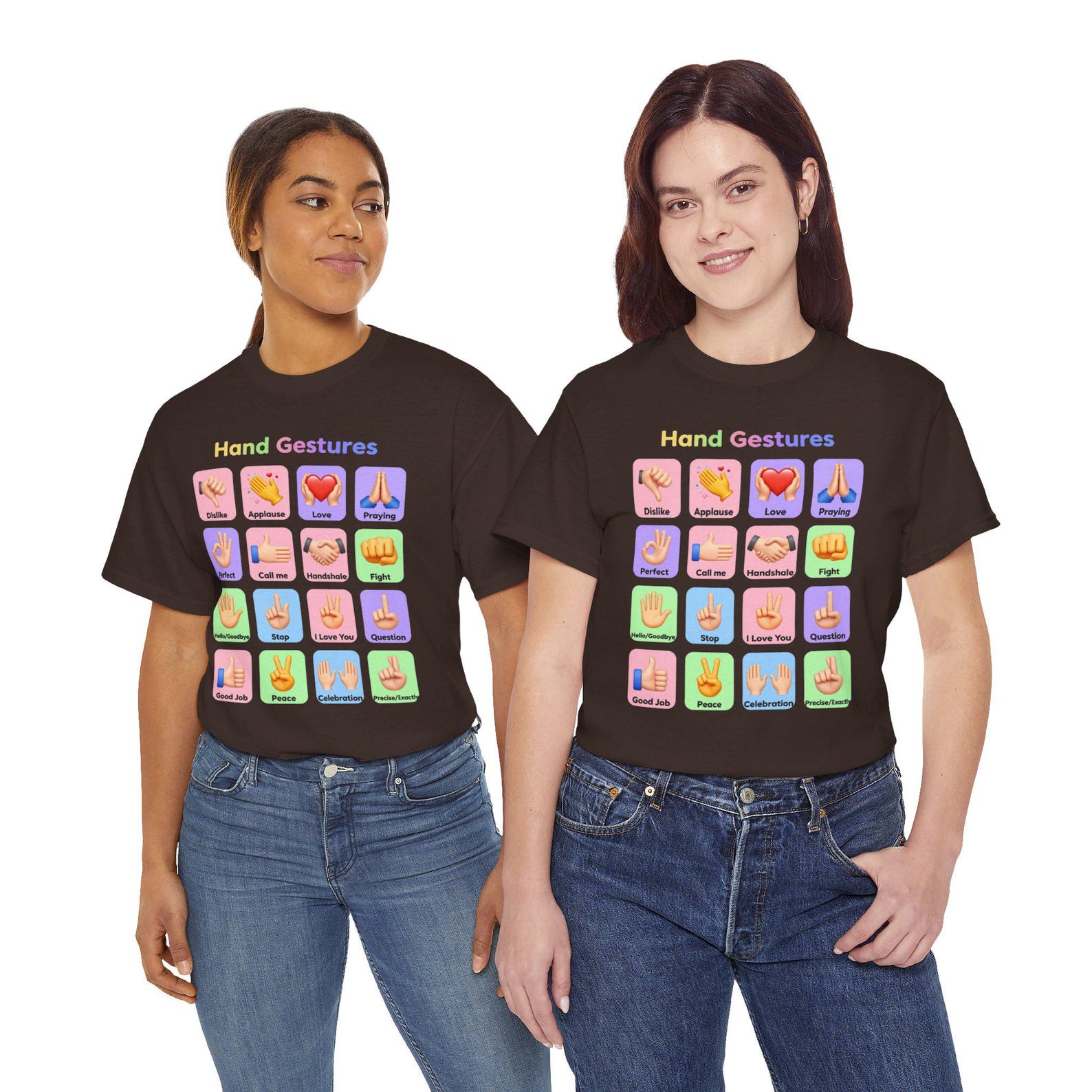 Hand Gesture Emoji Style T-Shirt, Funny Graphic Tee, Colorful Pop Art Shirt, Cute Expression Tee, Unisex Novelty Shirt, Emoji Inspired Gift S
