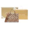 MICHAEL KORS Gigi Fabric Handbag Small Women's Beige & Leather Brown 30S3G3GM5J-969