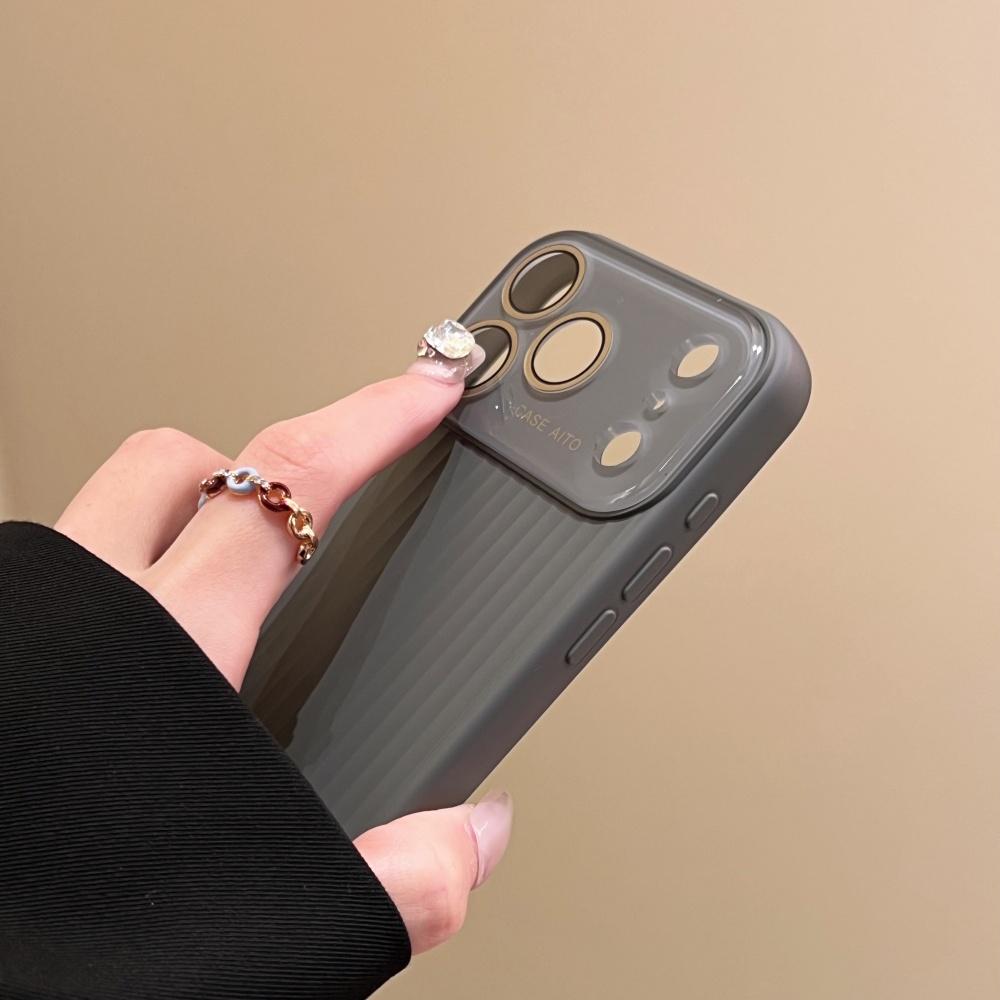 Luxury Stripe Corrugated Pattern Phone Case For iPhone 17 Air 16 15 14 13 12 Pro Max Glass Lens Protect Shockproof Armor Cover