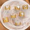 Stainless Steel Angel Wing Ring Unisex Color Block Heart Star Multi-layer Stackable Open Ring Punk Wide Non-fade Hand Jewelry