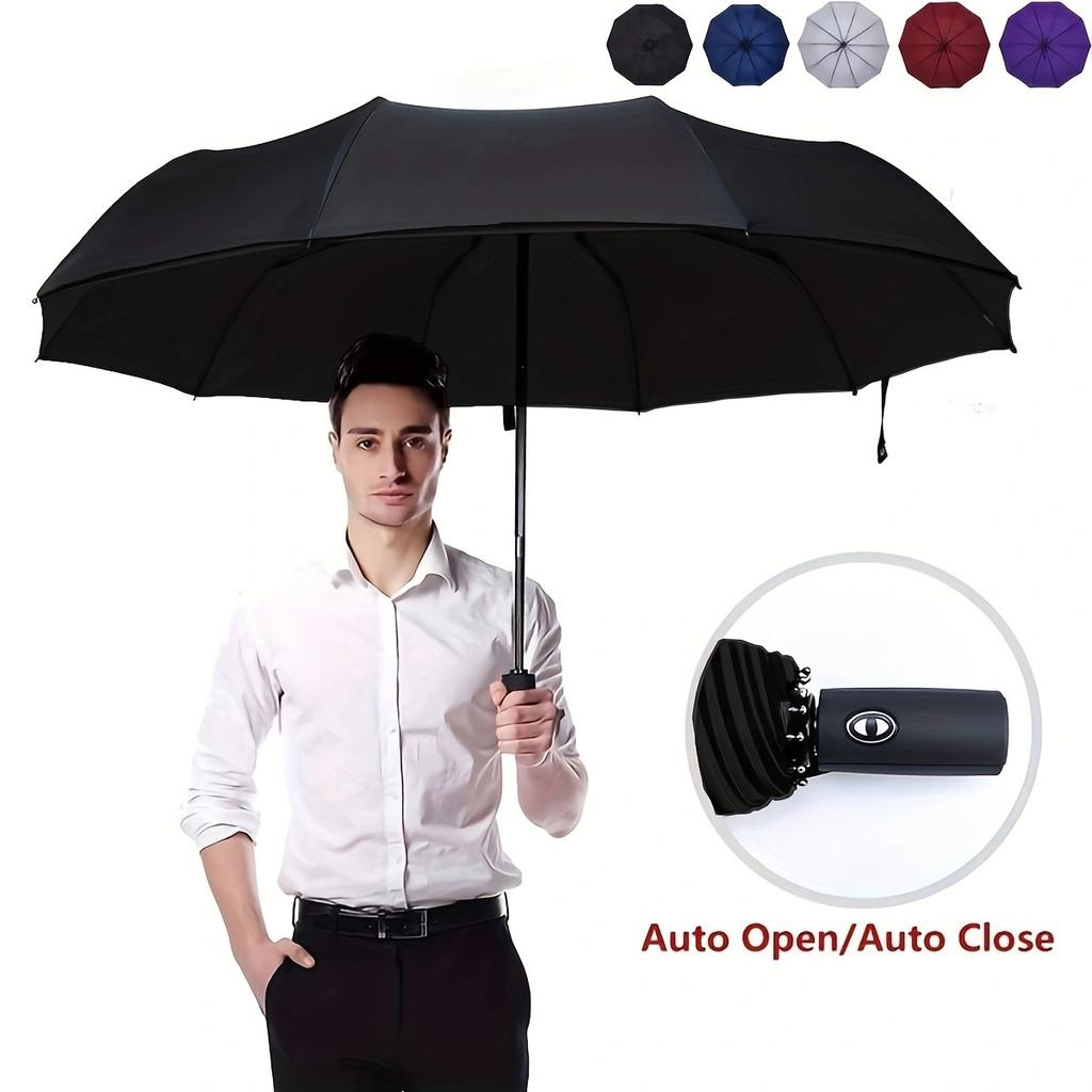 10 Bone Double Layer Automatic Umbrella Clear Umbrella Automatic Folding Umbrella Windproof Reinforcement Thickened Umbrella
