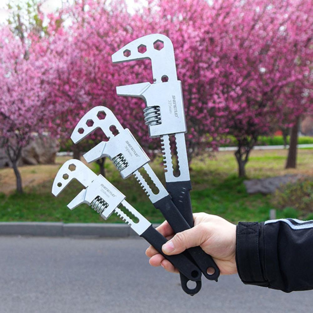 Multifunction Adjustable Wrench Versatile Bathroom Sink Wrench Household Large Open End F-Type Spanner Bathroom Pipe Repair Tool