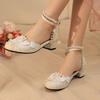 Fashion Beige High Heels Women Shoes Orange Sandals Ladies Branded Pumps Mary Jane Roman Style 12cm White Casual African Straps Summer F