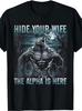 Herren Lustiges "Versteck deine Frau, der Alpha ist da" Wolf Grafik-T-Shirt - Mutiger Alpha